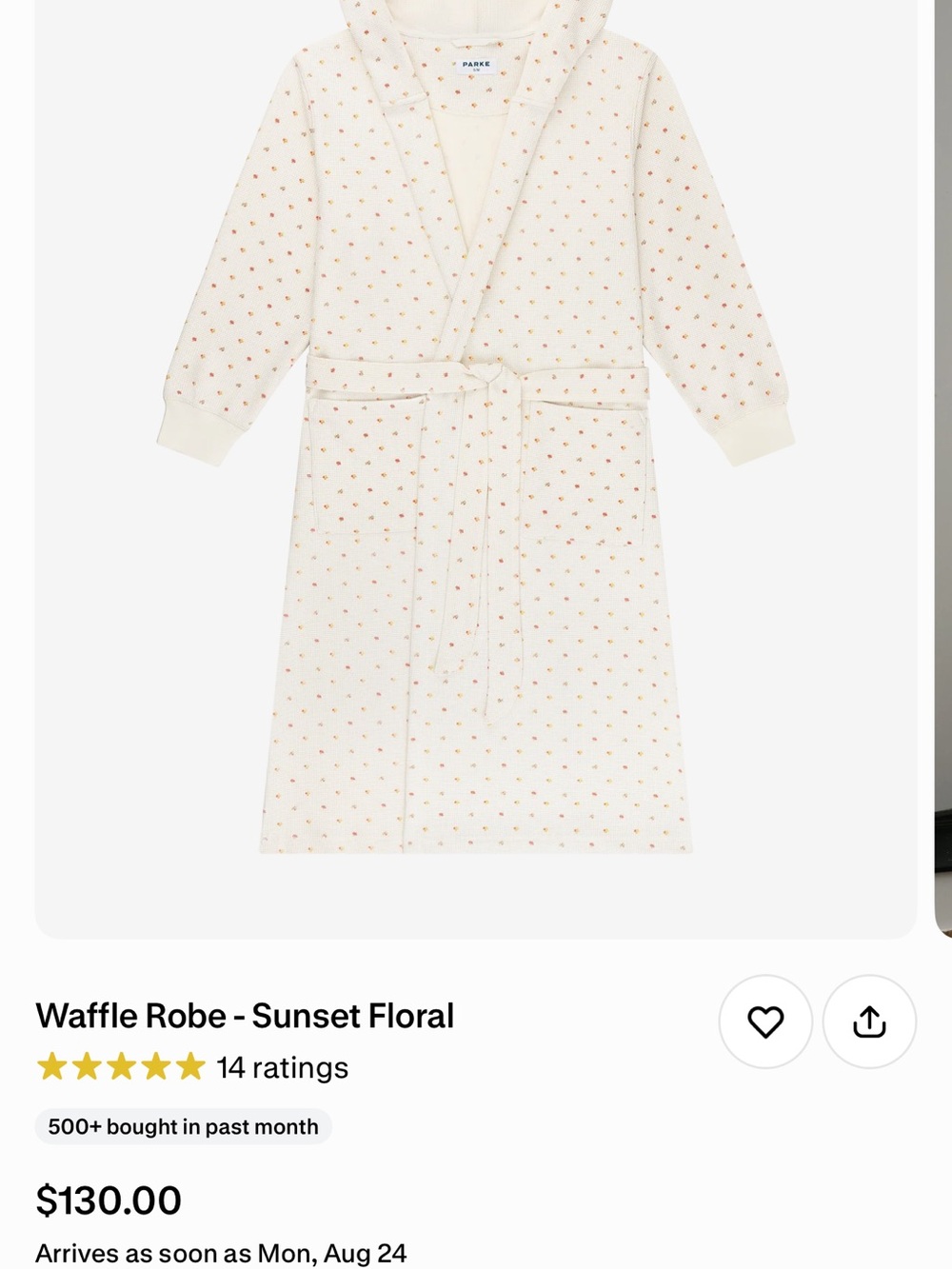 Waffle Robe - Sunset Floral (Cream) PARKE emma pritchard and maggie macdonald